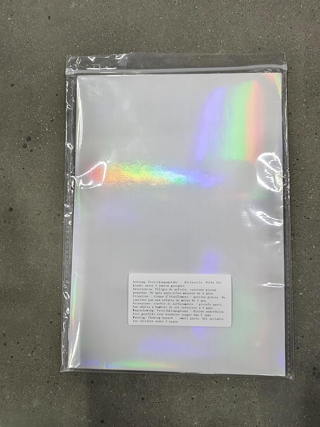 36 Sheets Holographic Sticker Paper Clear A4 Vinyl Sticker Paper Self Adhesive Waterproof Transparent Film Gem Rainbow Star Patterns, 11.7 x 8.3 Inch (Colorful)