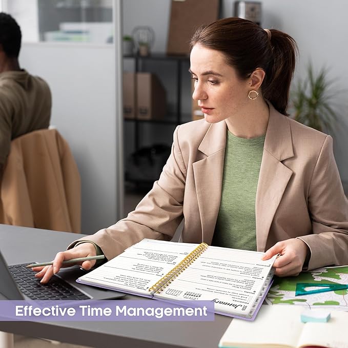 2026 Planner, Weekly and Monthly Calendar Planner, January 2026 - December 2026, Hardcover 2026 Calendar Planner Book with Tabs For Women & Men, Inner Pocket, Spiral Bound, Perfect for Office Home School Supplies - A4 (8.5" x 11"), Purple