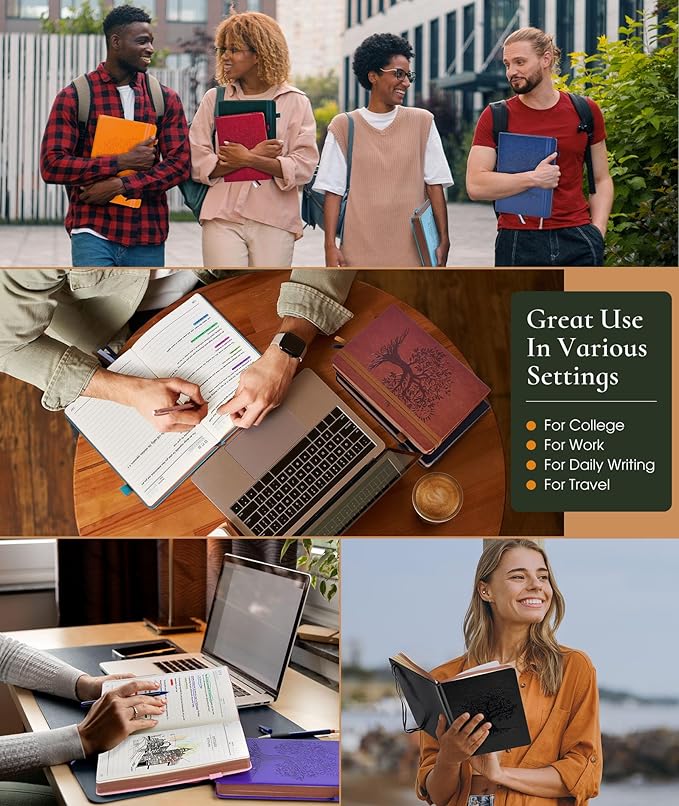 Vintage Leather Journal with 300 Numbered Pages,A4 Lined Journal for Men Women,Daily Journals for Writing,College Ruled Notebook for Work,School,Note taking,Travel Diary,Large (8.5" X 11.3")