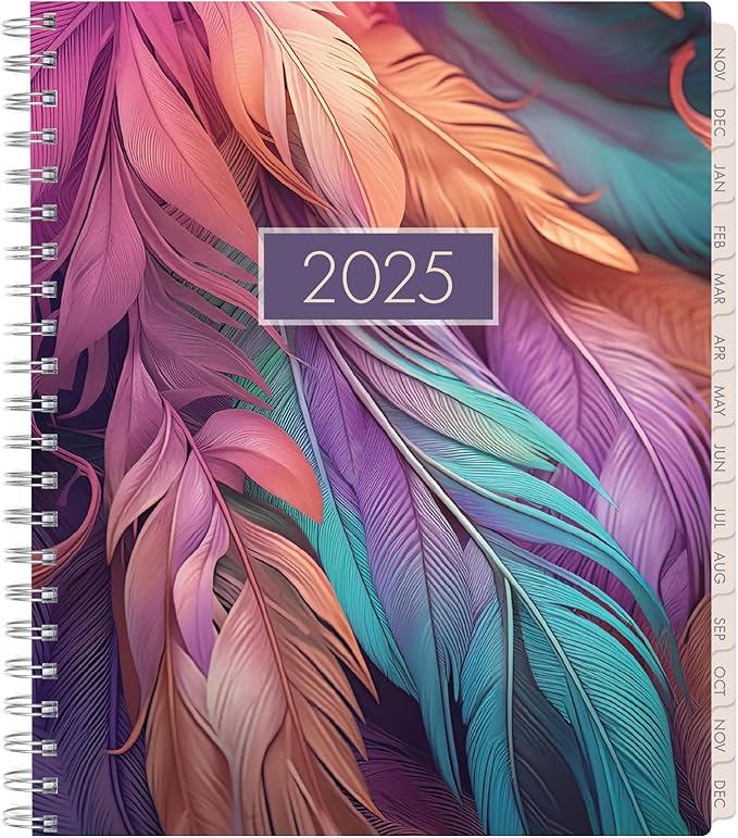 Essential PRO 2025 Daily, Weekly & Monthly Planner, 8.5"x11": 14 Months (Nov 2024 - Dec 2025) Monthly Tabs,Daily Tracking,Notes Pages,Storage Pocket,Bookmark w Sticky Notes (Pastel Peacock)