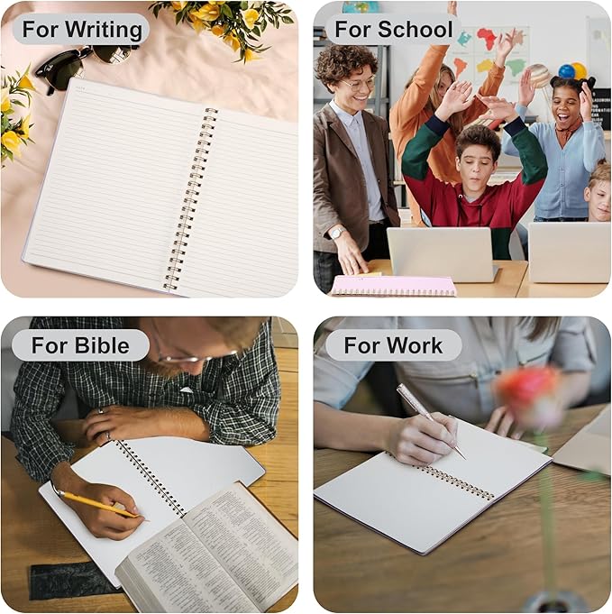 Yoment Spiral Notebook 8.5 x 11 A4 Large Notebooks for Work College Ruled Journaling Notebooks, 100 GSM Paper, Spiral Bound Journal for School Note Taking Writing, A4 Black