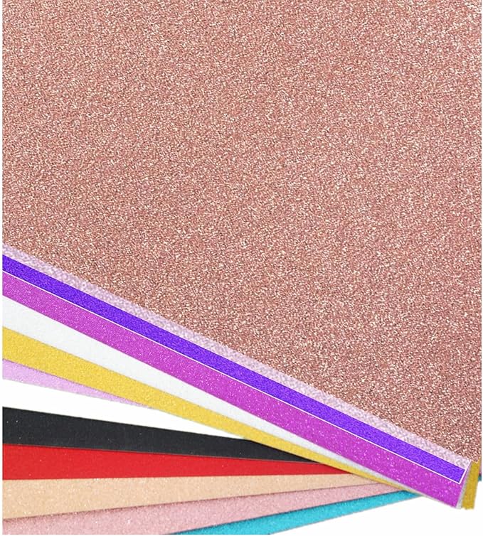 Baisunt 20 Sheets Rose Gold Glitter Cardstock Paper for DIY Art Project, Scrapbook, Birthday Wedding Party Decoration 250GSM(8x12 In, Non Adhesive)