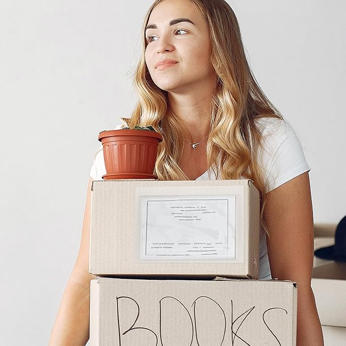 APQ Clear Top Loading Packing List Envelopes, 7 x 10 Inches. 100 Pack Packing Slip Envelope Pouches. Self-Seal Plastic Shipping Label Pouches. Durable Packing List Mailing Envelopes for Documents