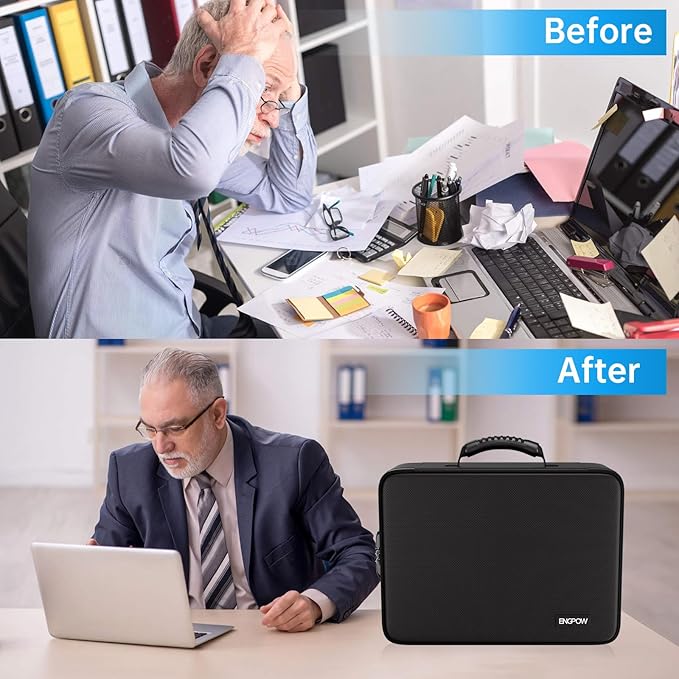 ENGPOW Fireproof Document Box with Lock,5200℉ Soft Case Fireproof Box with 25 Pocket Accordion File Folder,Multi-Layer Fireproof Water Resistant Safe Box File Organizer for Important Documents,Laptop