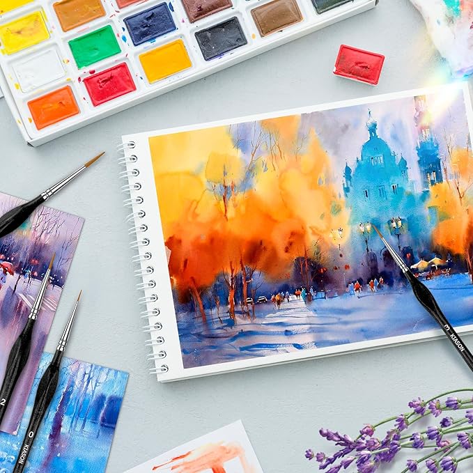 10PC Miniature Paint Brush for Fine Detailing, Mini Small Painting Brushes Set for Art, Crafts, Acrylic, Watercolor, Oil, Model, Face, Warhammer 40k & Paint by Number, Citadel, Figurine (Black)