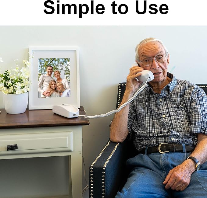 iSoHo Phones -Hearing Device-Friendly Phone –Gentle on Aching Hands, Easy-to-Press Buttons, Wall-Mountable, Custom Ringtone/Volume, Adjustable Ringer & Call Waiting with Lighted Keypad, Choctaw White