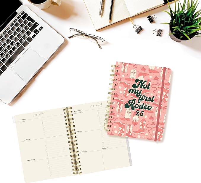 18 Month Hardbound Spiral Planner by Graphique, Jul. 2024 – Dec. 2025 Calendar, Weekly and Monthly Spreads, Page Tabs, Reminder Stickers, 6” x 8”