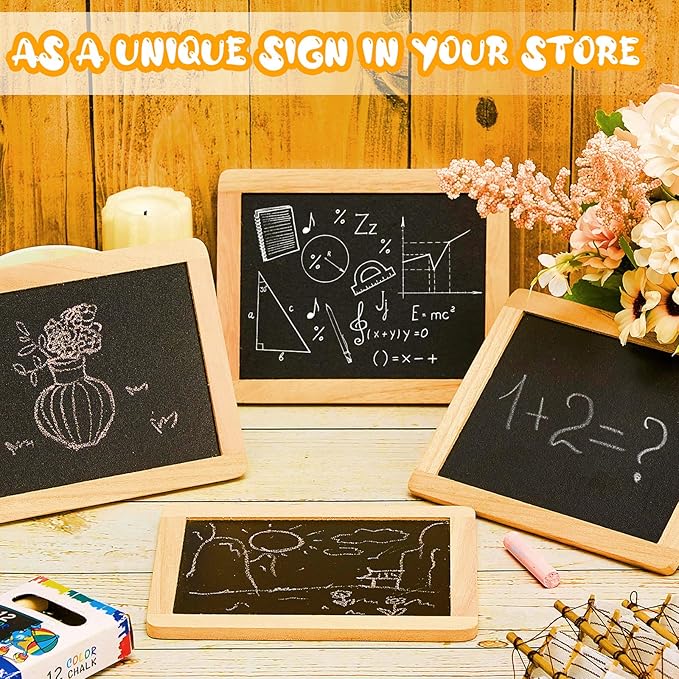 Chinco 12 Pcs Small Slate Chalkboard Mini Chalk Board with Frames Mini Board Signs School Supplies for Classroom Home Office