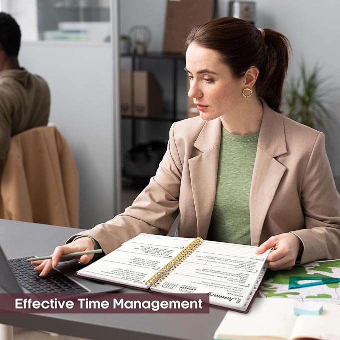 2026 Planner, Weekly and Monthly Calendar Planner, January 2026 - December 2026, Hardcover 2026 Calendar Planner Book with Tabs For Women & Men, Inner Pocket, Spiral Bound, Perfect for Office Home School Supplies - A4 (8.5" x 11"), Burgundy