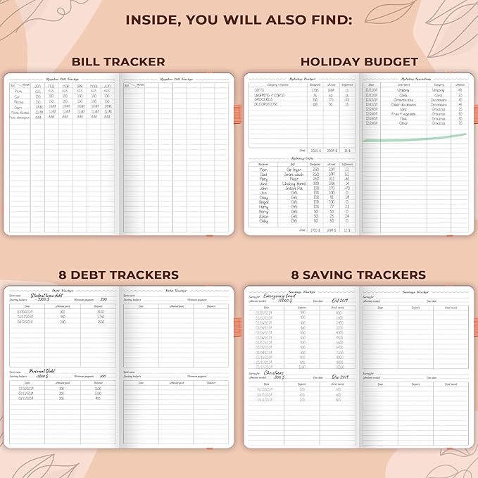 GoGirl Budget Planner – Monthly Financial Planner Organizer Budget Book. Expense Tracker Notebook Journal to Control Money, A5 (Peach Pink)