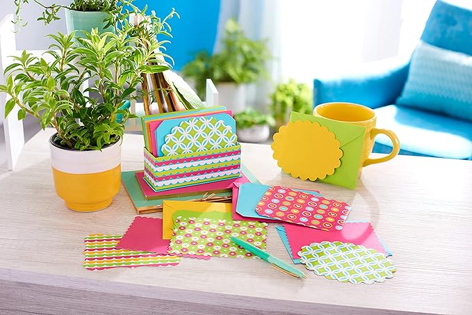 American Greetings Single Panel Blank Cards with Envelopes, Bright Colors, Patterns and Shapes (40-Count)