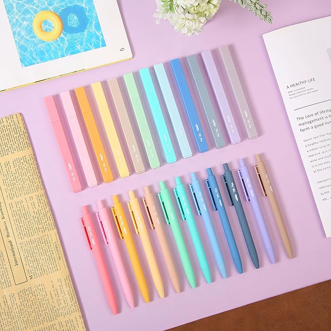 Mr. Pen Aesthetic Highlighters and Gel Pens, 24 Pack, Assorted Colors Bible Highlighters, No Bleed