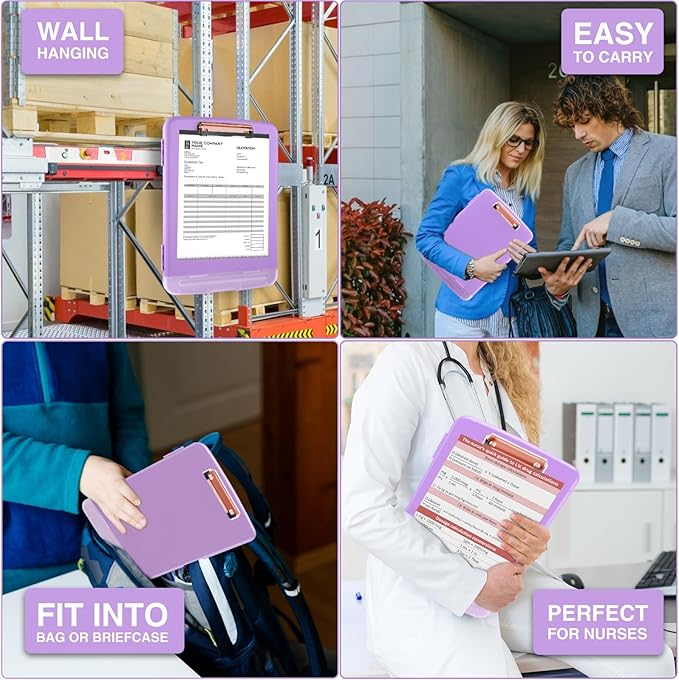 Sooez Clipboard with Storage, High Capacity Nursing Clipboard with Pen Holder, Clip Boards 8.5x11 with Storage, Low-Profile Clip, Lightweight Plastic Clipboard for Teachers, Lawers, Office Workers