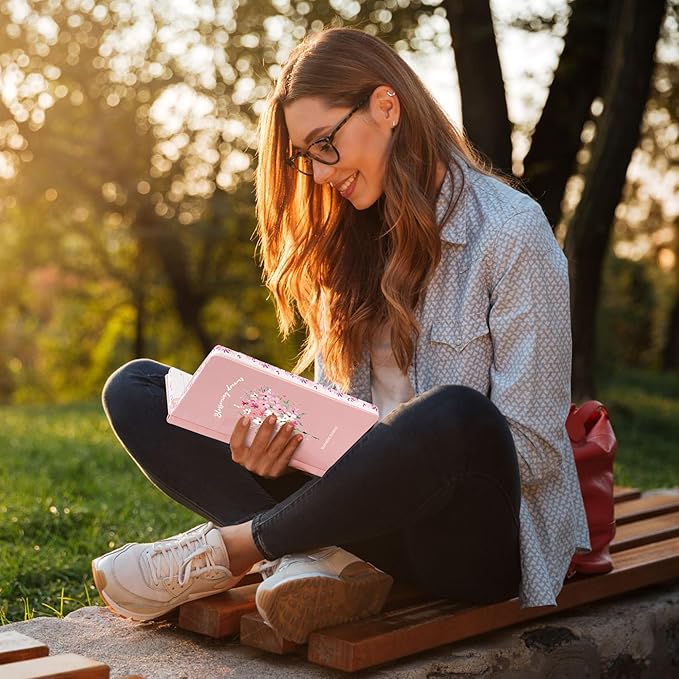 Lined Journal Notebook for Women 320 Pages Thick Floral Diary A5 Aesthetic Hardcover Journaling Notebooks for Writing with Gift Box, 5.7 x 8.3 In, Pink