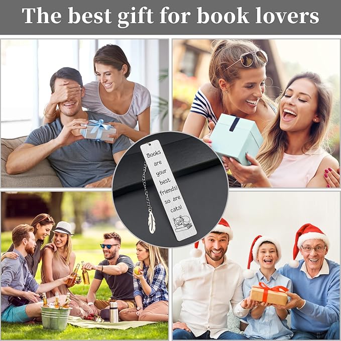 Funny Bookmarks for Book Lovers Reader Bookworm Books are Your Best Friends Teen Girls Boys Cat Bookmarks Cat Lover Gifts for Women Men Valentines Gifts for Him Her Book Club Christmas Gifts