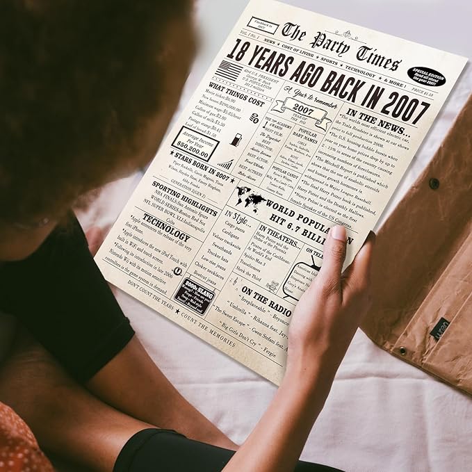 Huameigf Happy 18th Birthday Card for Son Daughter, Vintage 18th Birthday Gifts for Girls Boys, Retro 18 Year Old Birthday Decorations for Her Him, Best Gifts for 18 Bday Niece Nephew Friend