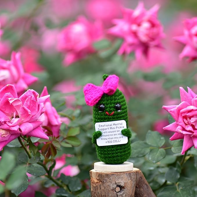 Funny 1 Pcs Crochet Gifts with Positive Affirmations Cards for Inspirational Novelty Good Luck Gifts and Party Decorations (KK-CKD04-RR_Bow)