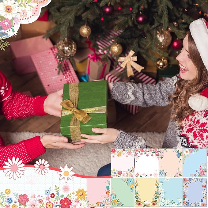 Sabary 9 Pads Sticky Notes 3.15 x 3.94 Inches Cute Self Sticky Note Pads Colored Adhesive Notepad for Memo Reminder Journal Studying Office Home Gift (Flower)