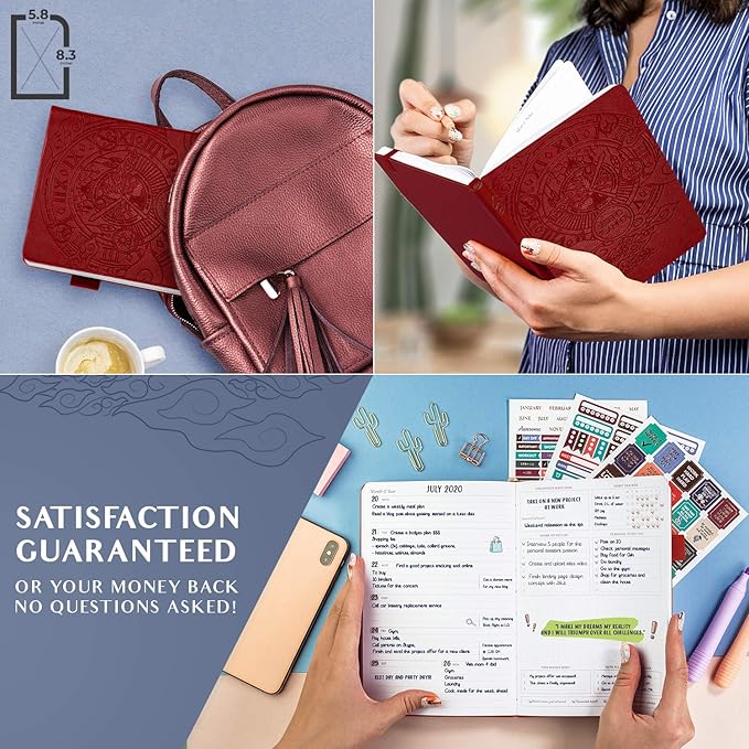 Legend Planner – Weekly & Monthly Life Planner to Hit Your Goals & Live Happier. Organizer Notebook & Productivity Journal. A5 (Red)