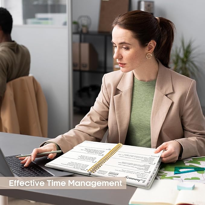 2026 Planner, Weekly and Monthly Calendar Planner, January 2026 - December 2026, Hardcover 2026 Calendar Planner Book with Tabs For Women & Men, Inner Pocket, Spiral Bound, Perfect for Office Home School Supplies - A4 (8.5" x 11"), Beige