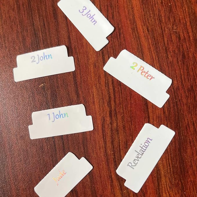 Thinkor Reposition Laminated Holographic Bible Tabs, Large Print Stickers, Easy to Read and Apply Bible Tabs for Women and Man(Holographic White)