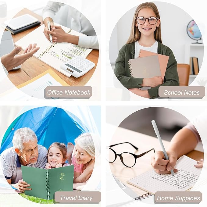 Spiral Notebook Journal For Women & Men College Ruled Notebook With Large Pockets And Lined Pages - Perfect to Stay Organized and Boost Productivity at Work or Note Taking (Off-White)