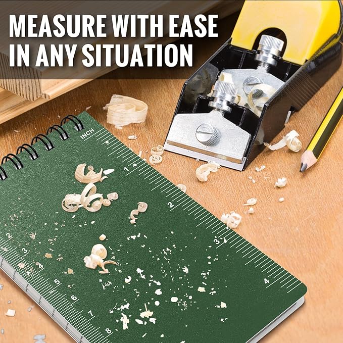 POPYOLA 6 Pack Waterproof Pocket Notebook, 3x5 Pocket Notepad, All Weather Mini Spiral Notepad, Write in the Rain Police Notepad with 100 Squared Pages for Outdoor Home Office School, Green