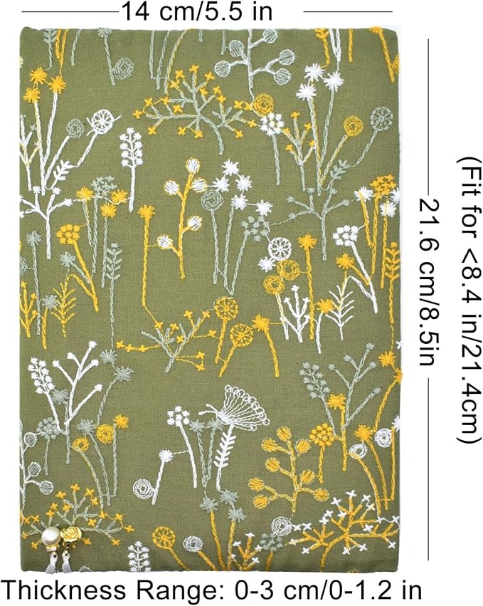 BLBMH Book Covers for Paperbacks Fit for 5.5x8.4 inch Adjustable Book Sleeve Cover for A5 Books Soft Cloth Protector for Notebook Journal - Spring