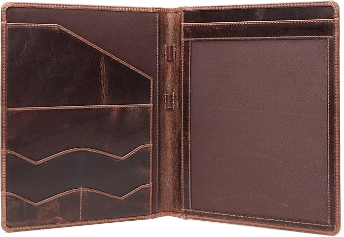 Leather Portfolio Binder, Professional Organizer Padfolio – Resume Folder, Business Card & Document Holder, Portfolios for Men & Women, Office & Business Supplies by Luxeoria | (Small - Brown)
