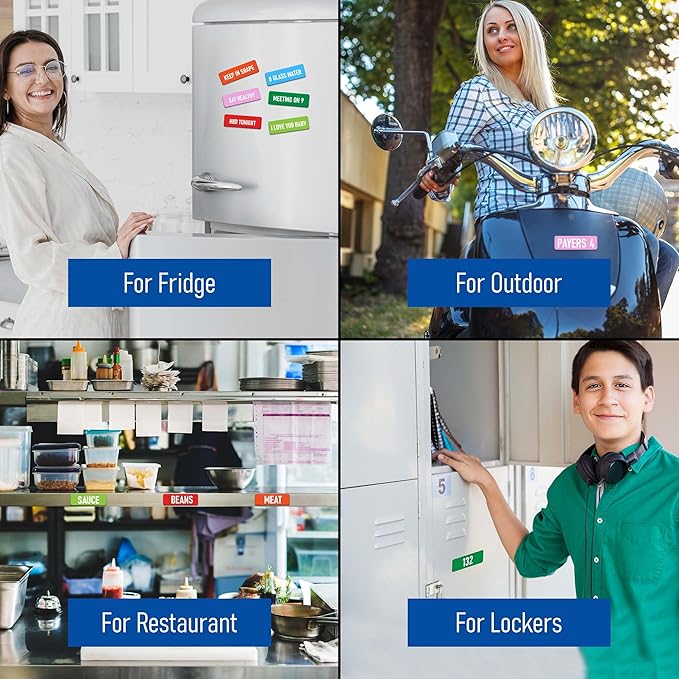 Dry Erase Magnetic Labels 60 Pcs Colorful Magnets - 3.2x1.2inches, Best for Classroom, Home, Kitchen, Office & Craft – Reusable Magnetic Dry Erase Labels with Strong Adhesion in 10 Colors