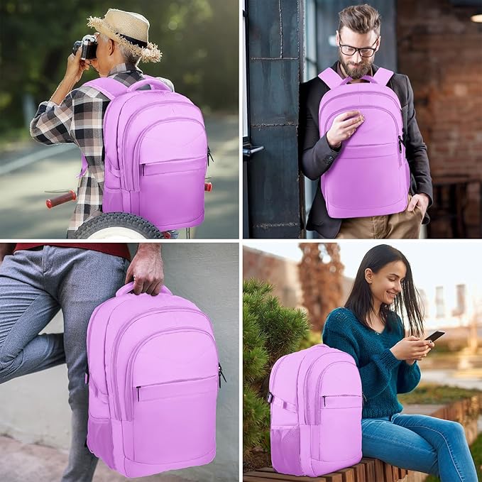 Lapsouno Large Laptop Backpack, Travel Laptop Backpack, 17.3 Inch Carry on Backpack with USB Port, TSA Travel Bag for Women,College School Backpack for Women,Light Purple