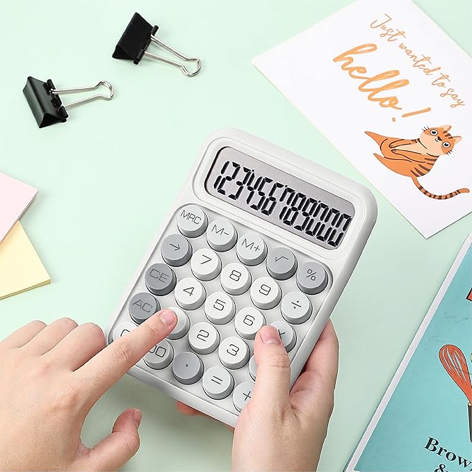 Mr. Pen- Mechanical Switch Calculator, 12 Digits, Large LCD Display, Gray Calculator Big Buttons, Mechanical Calculator, Calculators Desktop Calculator, Cute Calculator, Aesthetic Calculator