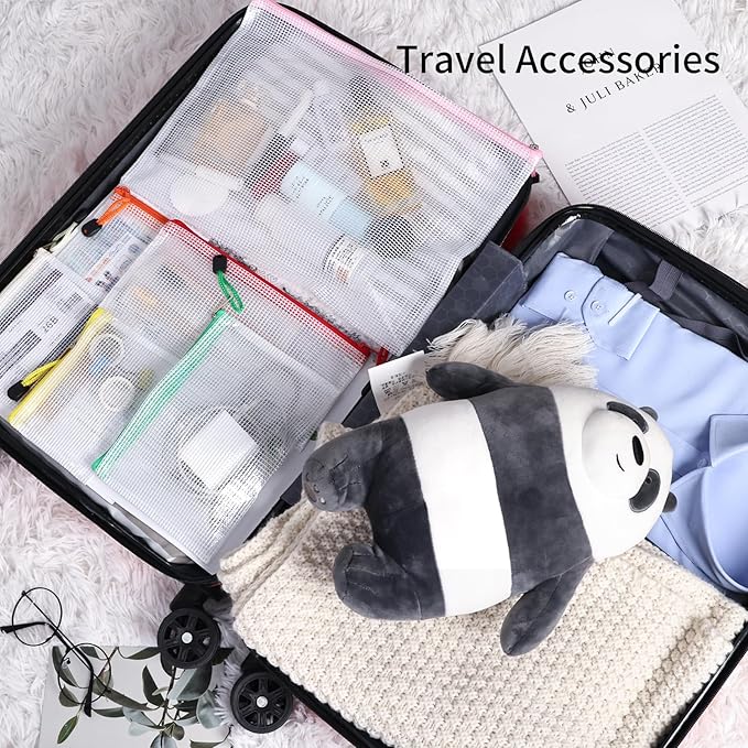 EOOUT 42pcs Mesh Zipper Pouch, 8 Sizes Waterproof Zipper Bags, 17 Colors, Multipurpose for Board Games Travel Storage, School Supplies, and Home Organization