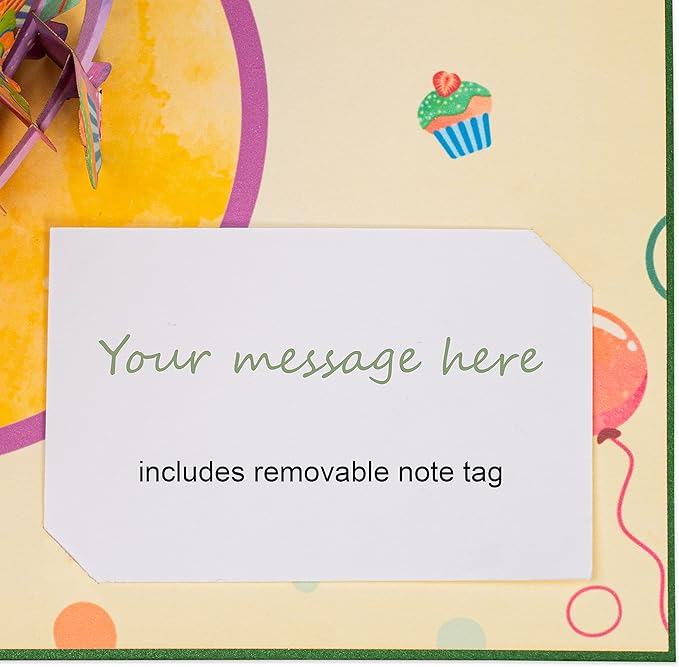 Paper Love 3D Pop Up Birthday Card, Time to Party, For Adults and Kids - 5"x7" Cover - Includes Envelope and Note Tag