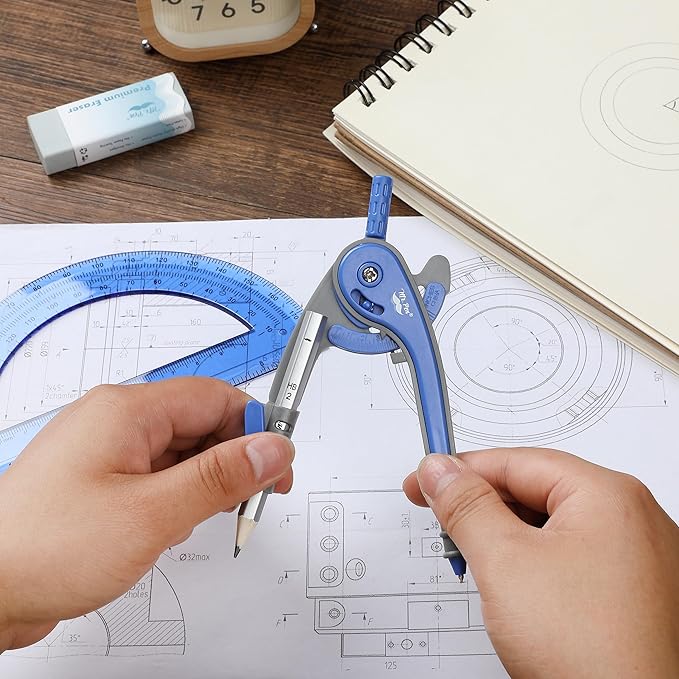 Mr. Pen- Compass and Protractor Set, Midnight Blue, Compass Geometry Tool, Protractor and Compass Set, Compass Drawing Tool, Drawing Compass, Geometry Compass, Math Compass for Geometry