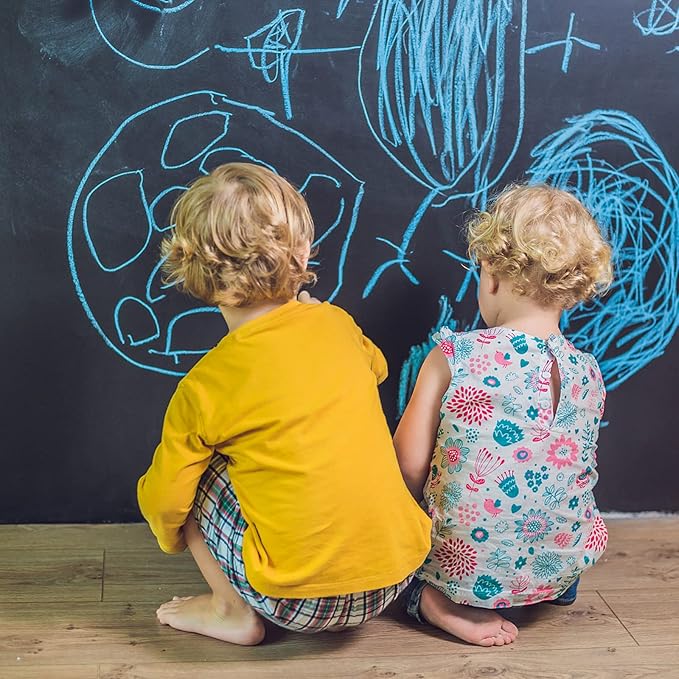 Chalkboard Wallpaper Stick and Peel(1.48ft.x6.5ft.) Chalk Board Wall Paper Chalk Paint Removable Renovate Blackboard Sticker with 5 Chalks for Home&Office Wall Board Sign(17.7 * 79Inches)