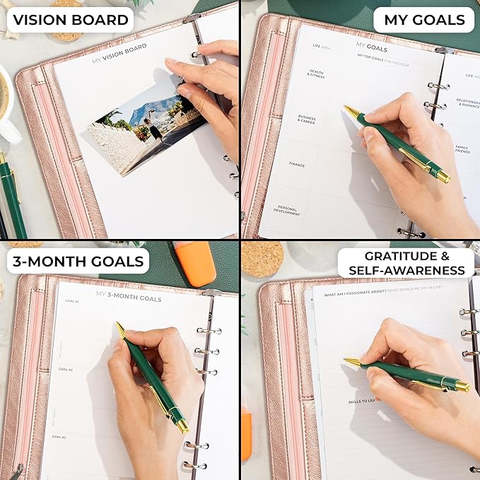 Clever Fox Weekly Planner Binder – Goal Setting Planner for Time Management & Weekly Tasks – Work & Life Organizer with to Do List & Habit Tracker – Undated, 7″ x 9″ Hardcover (Rose Gold)