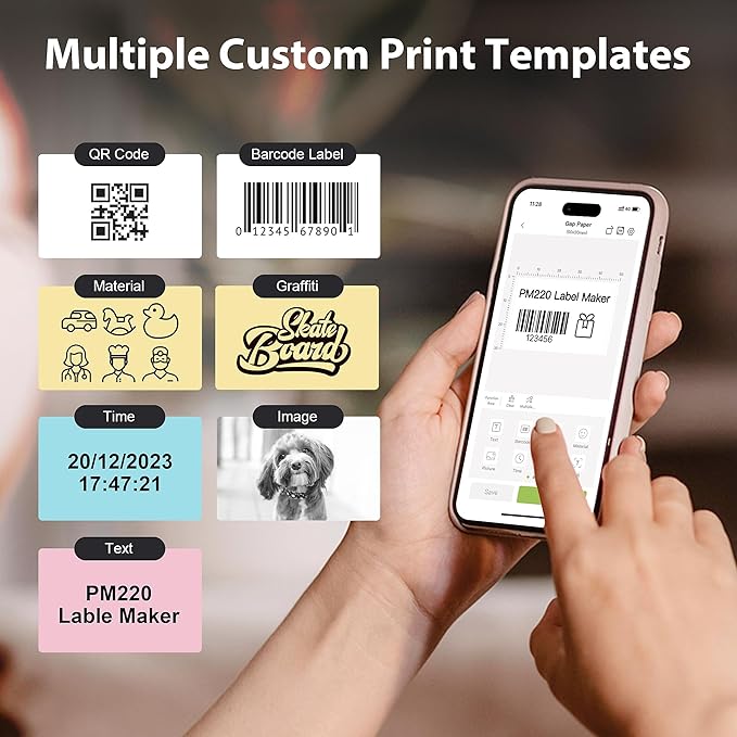 Thermal Labels for Nelko PM220 Label Maker, 2'' x 1.18'' (50x30mm) Thermal Sticker Label, Waterproof, Multi-Purpose Label Tape, 6 Roll of 230 Self-Adhesive Thermal Paper (White)