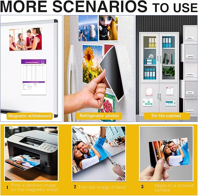 Printable Magnet Sheets Non Adhesive,8.5 X11 Inches for Inkjet Printers,10 Sheets Matte Cuttable Magnetic Paper,12mil Thickness DIY Flexible Magnet Photos