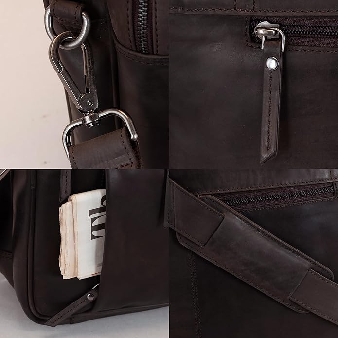 Marc Peter Laptop Bag Los Angeles I Leather Shoulder bag for 15.6 inch Laptop I Briefcase for men and women