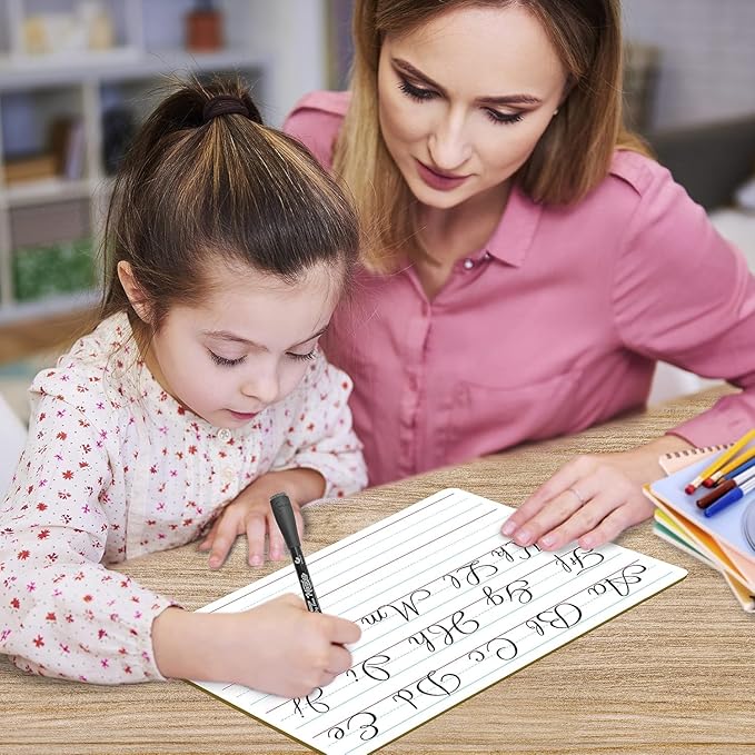 2 Pack Double Sided Whiteboard Lined Dry Erase Board for Kids Ruled Writing Board Handwriting Practice for Kids Small White Board 9x12 Dry Erase Board Lines Education Teacher Supplies