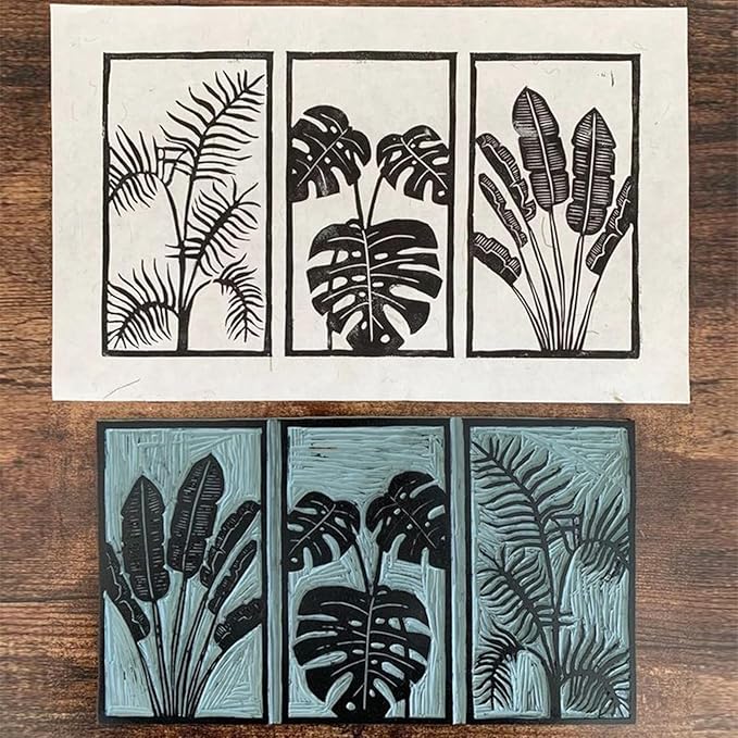 Falling in Art 6 * 12 Linoleum Carving Blocks, 2 Pack Soft Stamp Rubber Blocks for Crafts and Artists Printmaking, Gray,1/8" Thick