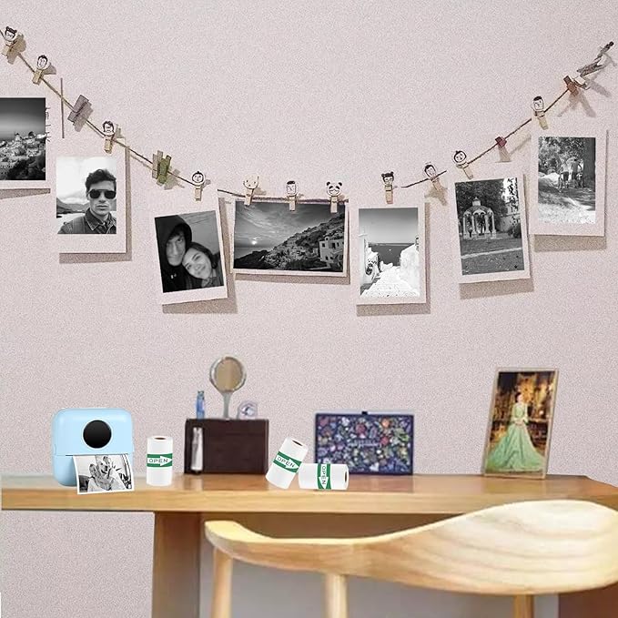 10 Rolls Self-Adhesive Thermal Paper, Glossy Thermal Printer Paper for Mini Portable Printer, 57 x 25mm, Thermal Labels for Most Pocket Printer