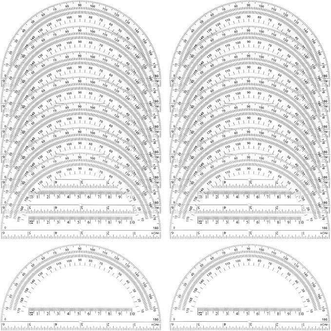Zonon 50 Pieces Plastic Protractors Bulk Classroom Clear Math Protractors 180 Degrees 6 Inch Protractors for Geometry Student, Angle Measurement, Students Back to School Supplies Office Supplies