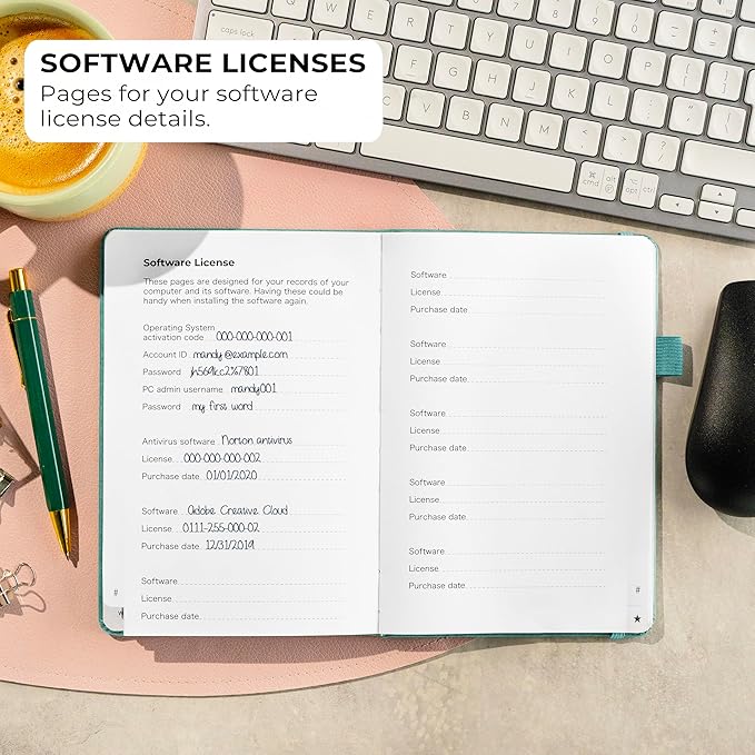Clever Fox Password Book with Alphabetical tabs. Internet Address Organizer Logbook. Medium Password Keeper for Website Logins (Turquoise)