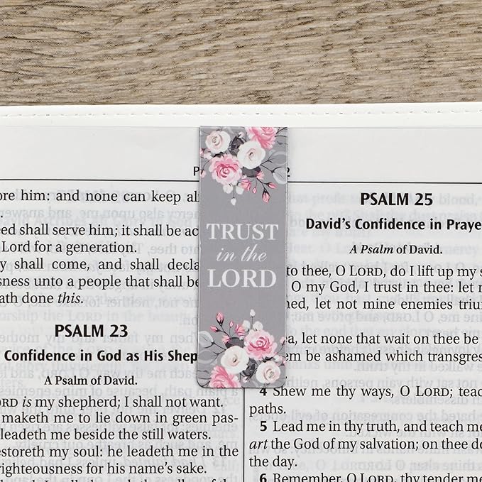 Christian Art Gifts Magnetic Scripture Bookmark Set for Women with Beloved Scripture Favorites -Inspirational Pink Roses Magnetic Bible Verse Pagemarker Set of 6 for Bibles and Books, Size 2.3” x 0.8”