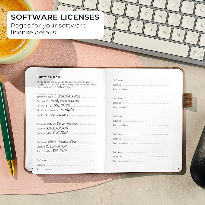 Clever Fox Password Book with Alphabetical tabs. Internet Address Organizer Logbook. Small Pocket Password Keeper for Website Logins (Brown)