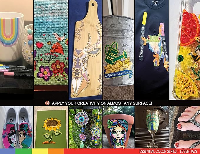 Acrylic Markers, Paint Pens Assorted Vibrant Markers for Rock Painting, Canvas, Glass, Mugs, Wood, Ceramic, Fabric, Metal, Scrapbooking. Non Toxic, Quick Dry, Multi-Surface, Lightfast (MEDIUM)