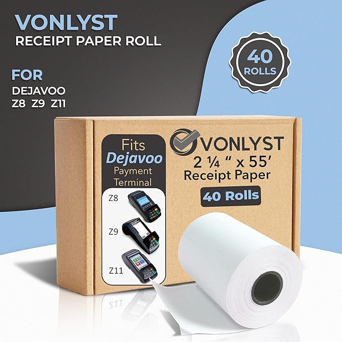 Credit Card Machine Paper Roll for Dejavoo Z8 Z9 Z11 (40 rolls)