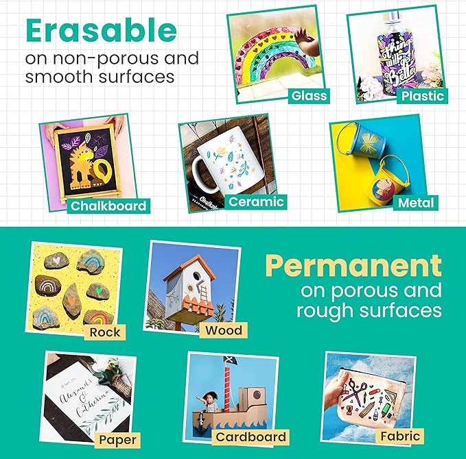 Extra Fine Tip Liquid Chalk Markers (1mm, 10 Pack) with Gold & Silver - Erasable Dry Erase Marker Pens for Blackboard, Windows, Chalkboard Markers, Bistro, Restaurants - Thin Point Chalk Pens Set